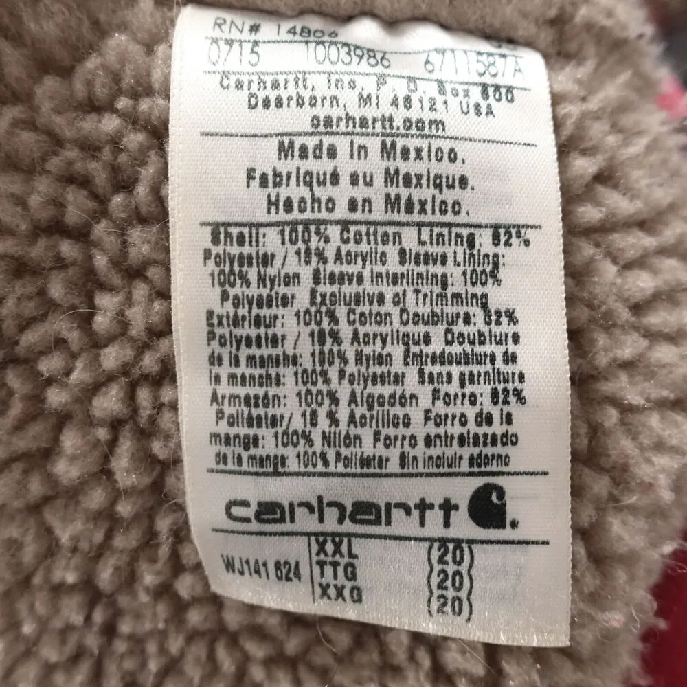 CARHARTT SIERRA JACKET SHERPA LINED HOODED RED WOMENS 2XL (20) WJ141 624 RED‎